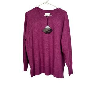 Ava & Viv 2X Crewneck Purple XXL Pullover Sweater Classic Winter Fall NWT NEW